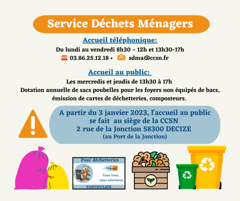 Informations pratiques Service déchets ménagers